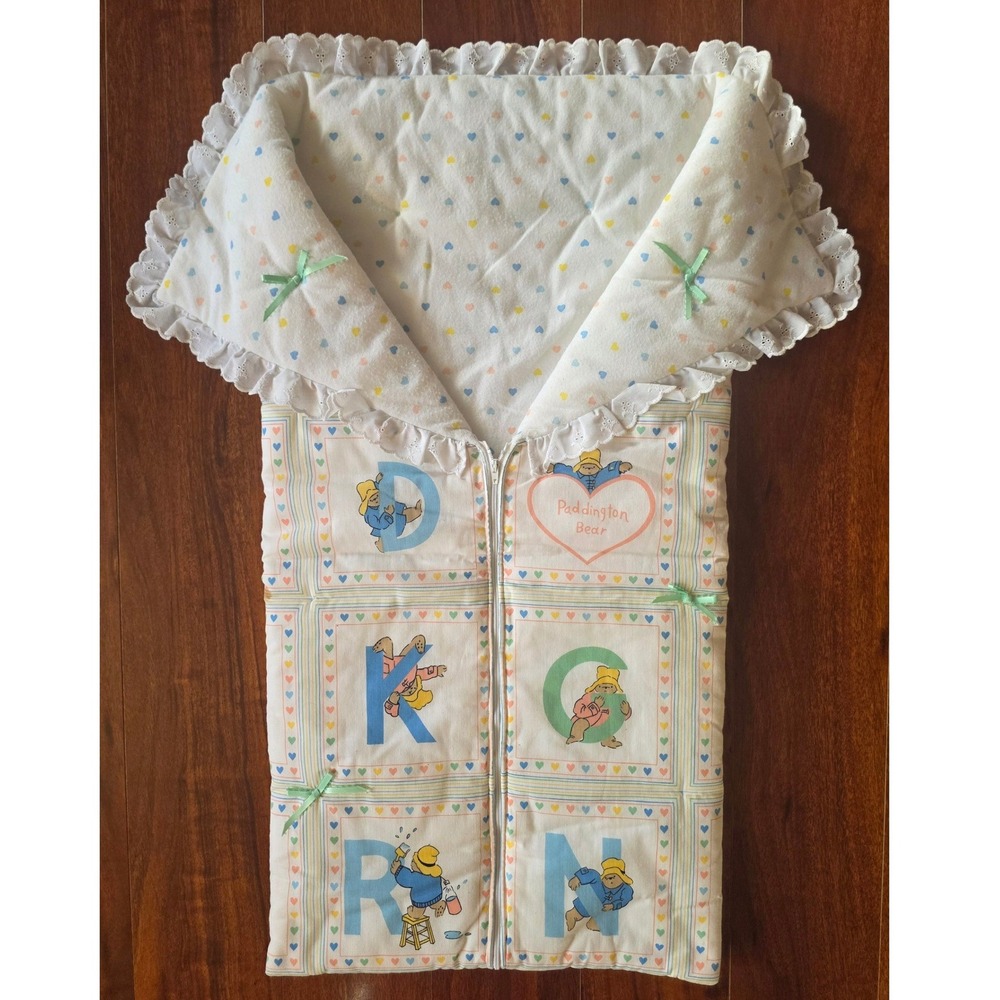 Vintage Paddington Bear Baby Bunting Sleeping Bag Eyelet Lace 29in